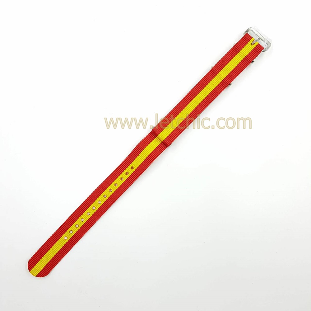 สายนาฬิกา ผ้านาโต้ สีแดง เหลือง