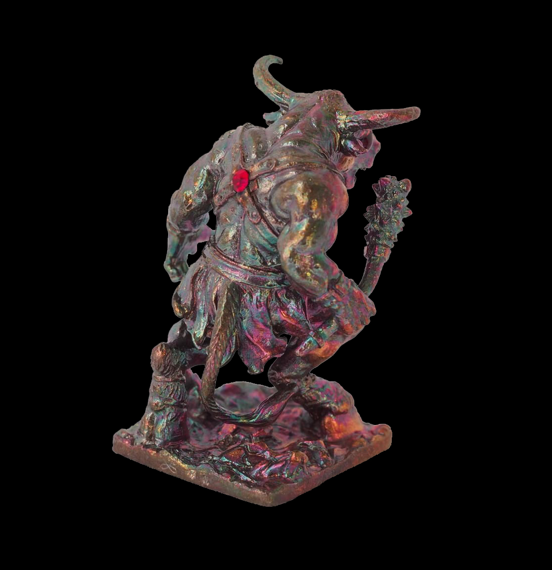 มหิงสา-พยนต์ รุ่นพิทักษ์รักษา เนื้อโลหะผิวรุ้ง ฝังพลอย หลวงพ่อเงิน วัดบ้านอ้อ อ.โนนไทย จ.นครราชสีมา