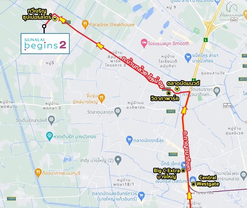 ให้เช่าบ้าน หมู่บ้านคุณาลัย บีกินส์2 ถนนบ้านกล้วย-ไทรน้อย (รหัสทรัพย์ KB222150)