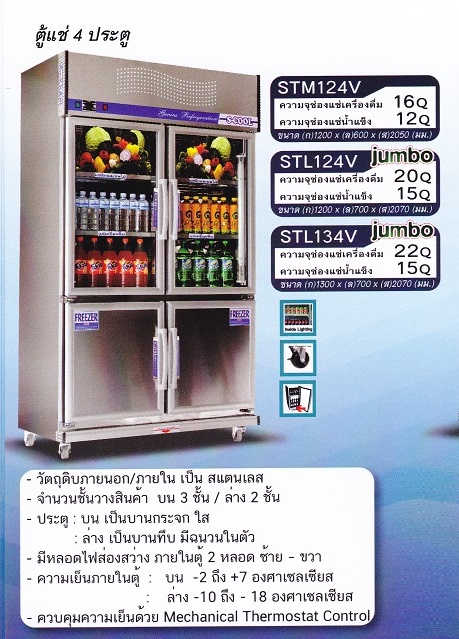 ตู้แช่สแตนเลส 4 ประตู S-COOL รุ่น STVM-124C