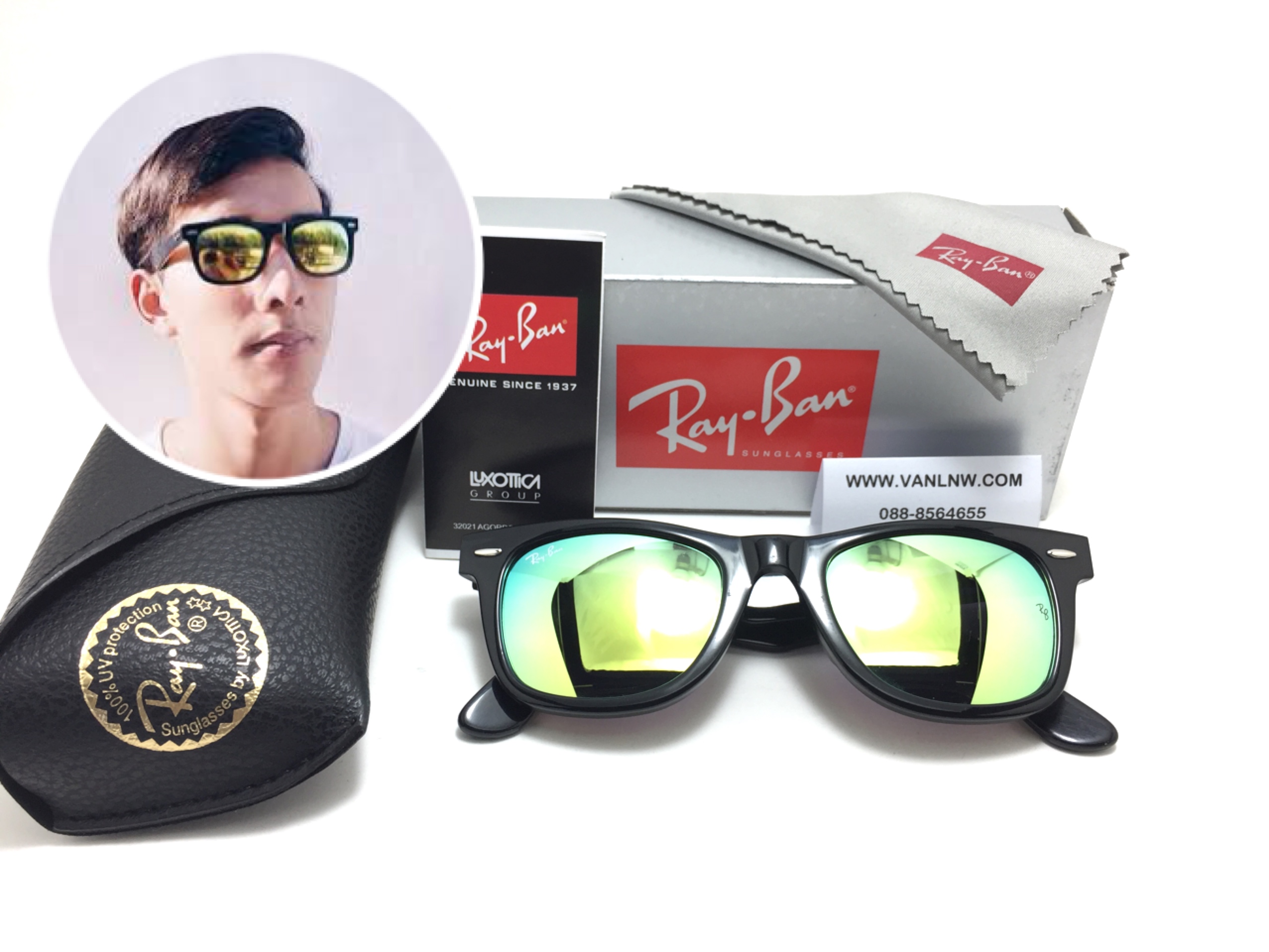 แว่นกันแดด Rayban RB2140 Wayfarer 901/69 50-22 3N <ปรอทเหลือง>
