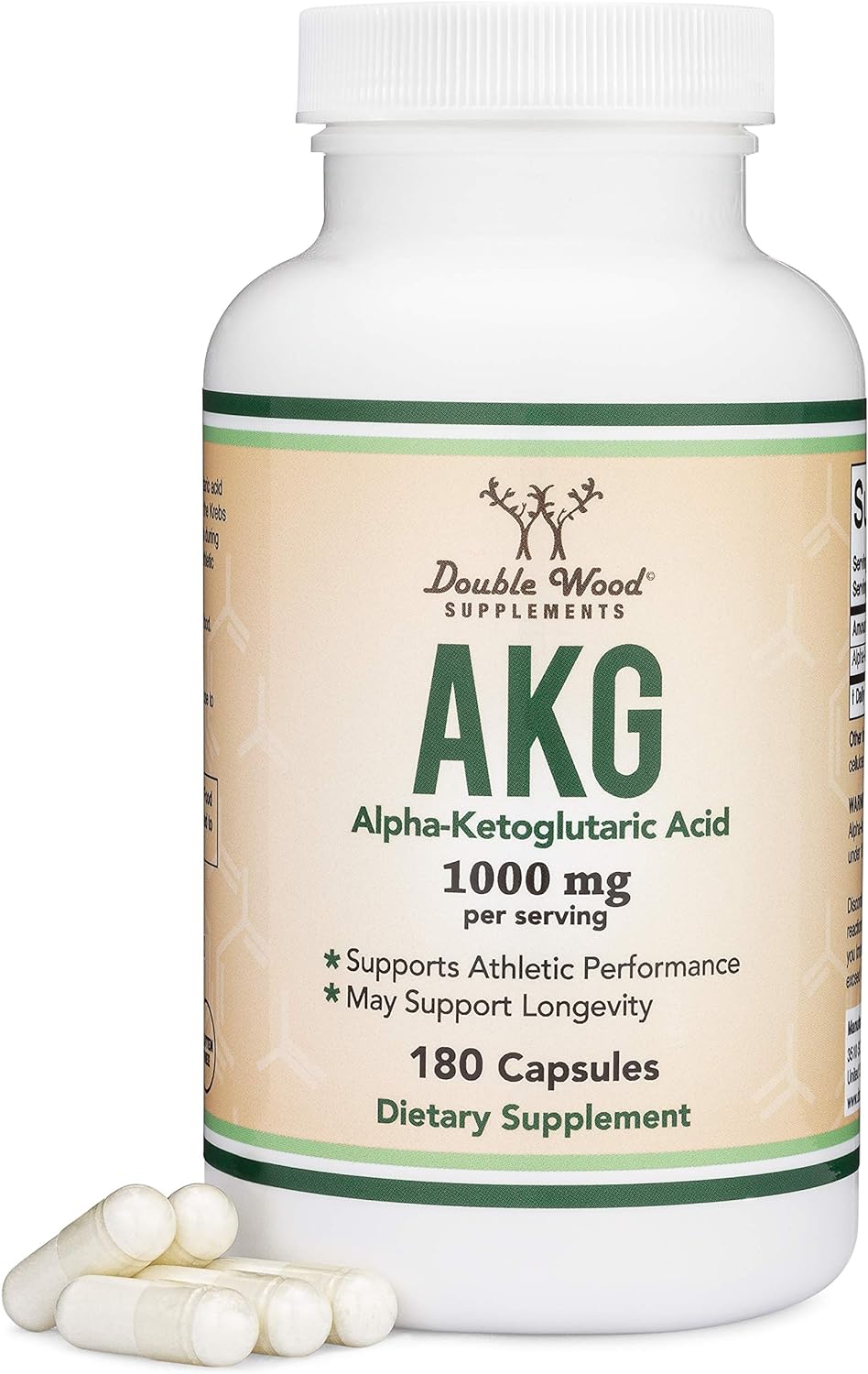 Double Wood Alpha-Ketoglutaric Acid (AKG) 1000 mg 180 caps