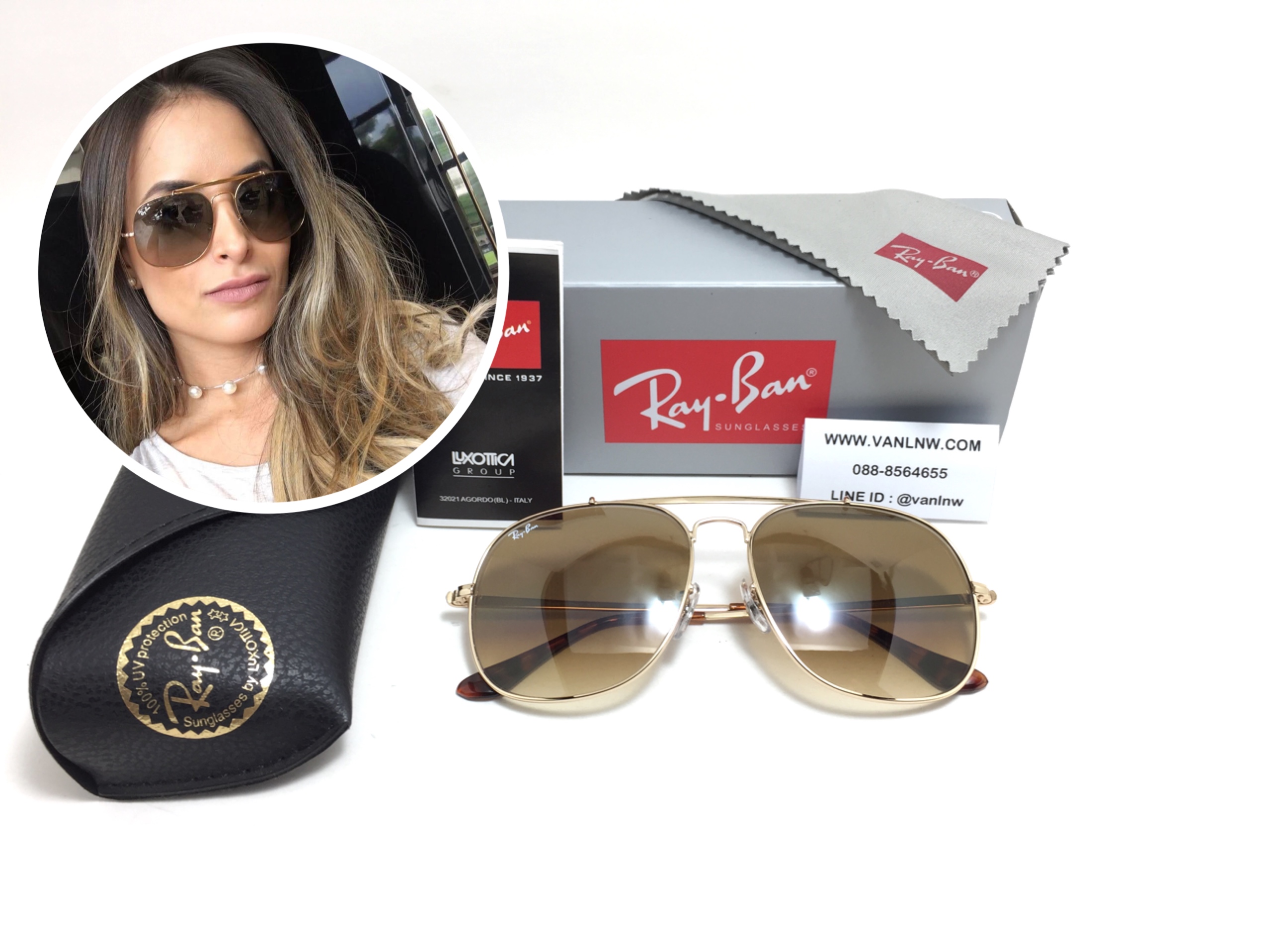 แว่นกันแดด Rayban RB 3561 General 001/51 57-17 145 3N <ชาเฟด>