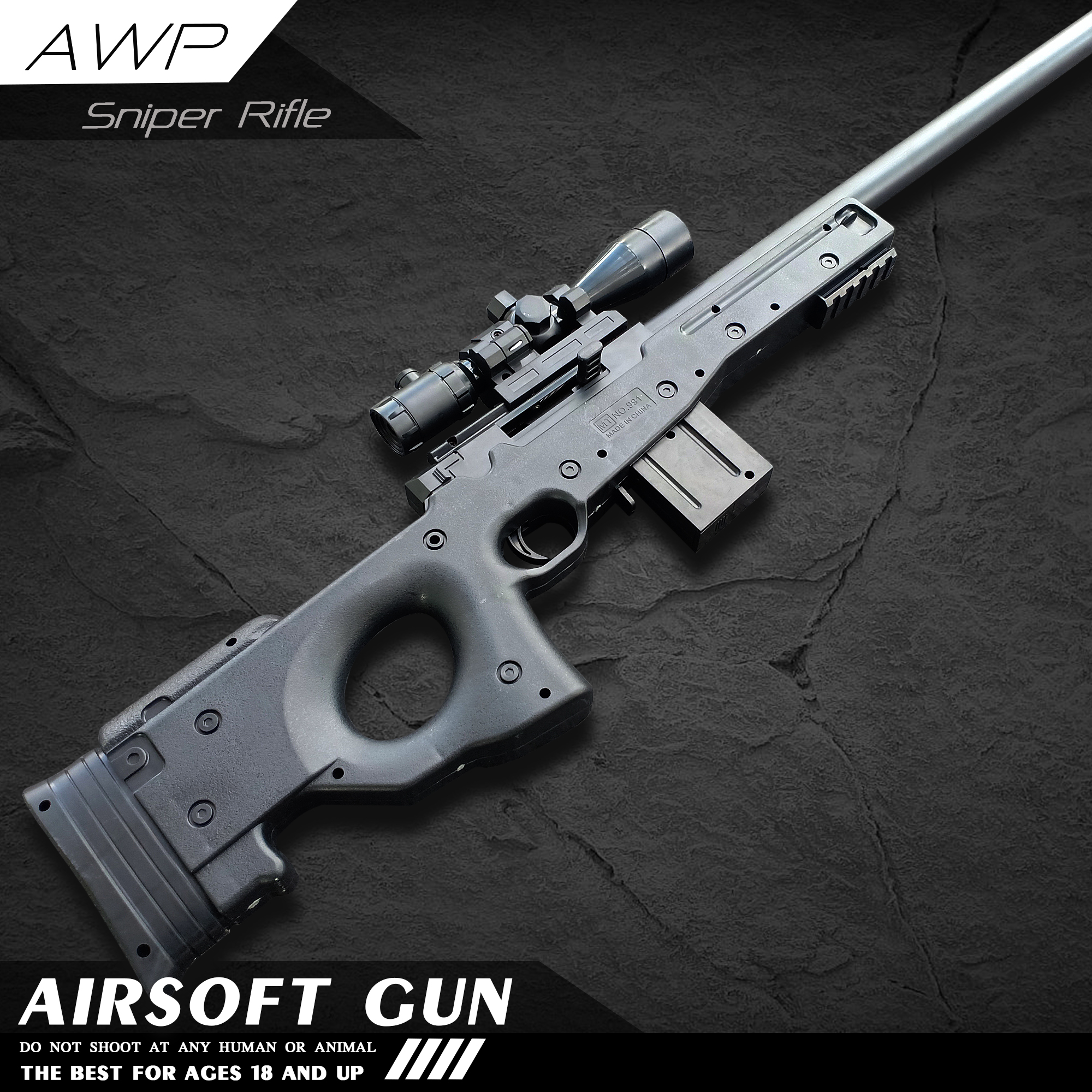 ปืนของเล่น ปืนอัดลม ทรงAWP สีดำ ขนาดยาว 74cm