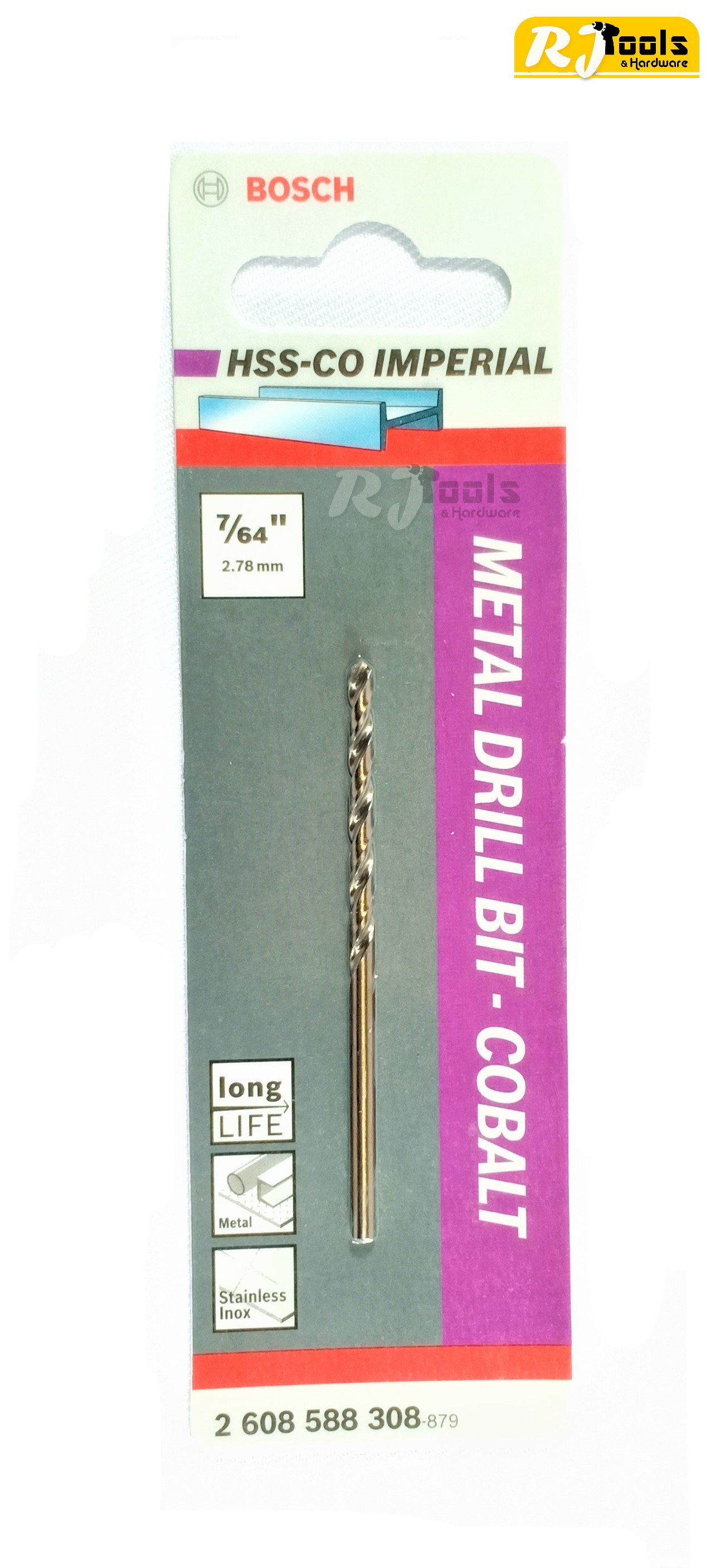 BOSCH ดอกสว่านเจาะเหล็ก/สแตนเลส 7/64”(2.78 mm)