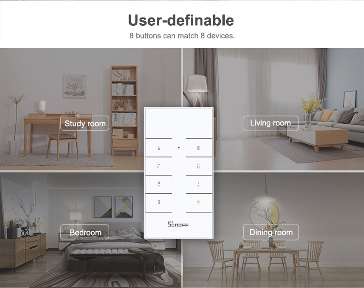 SONOFF RM433 Remote Controller 8 ปุ่ม พร้อมฐานวาง ครบชุด