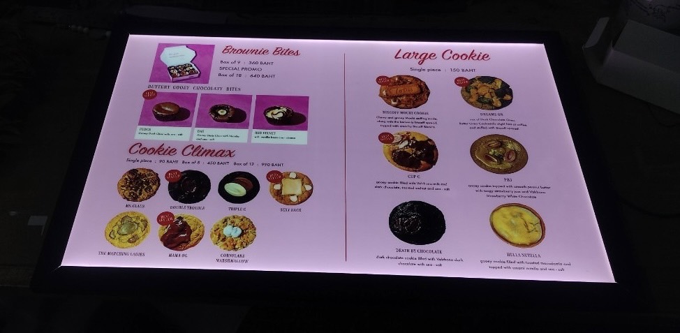 ป้ายกล่องไฟสลิม กล่องไฟเมนูบอร์ด ขนาดป้าย 40 x 60 cm