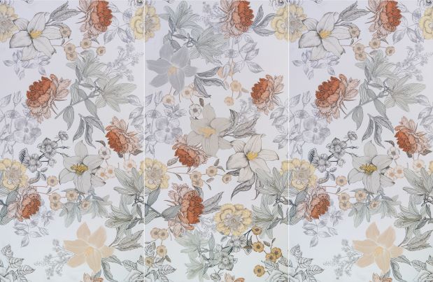 กระเบื้องภาพชุดลายดอกไม้ใบไม้ 60x120cm ฟลอรัลแฟนตาซี2-A (FLORAL FANTASY2-A)