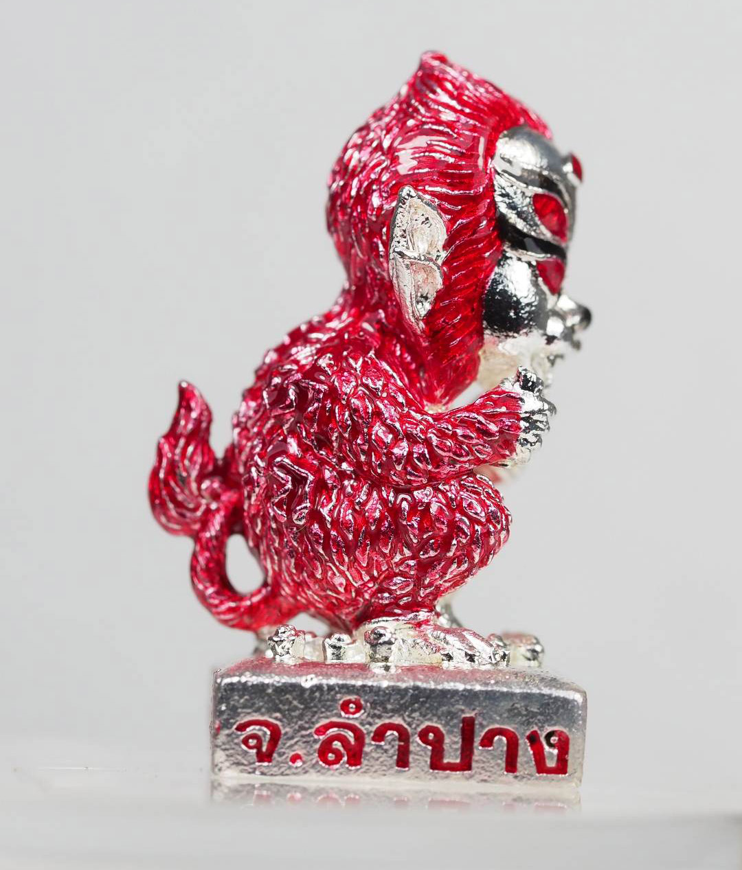เทพอินทร์แปลงสี่หูห้าตา รุ่นเศรษฐีนำโชค เนื้อโลหะชุบเงินลงยาสีแดง