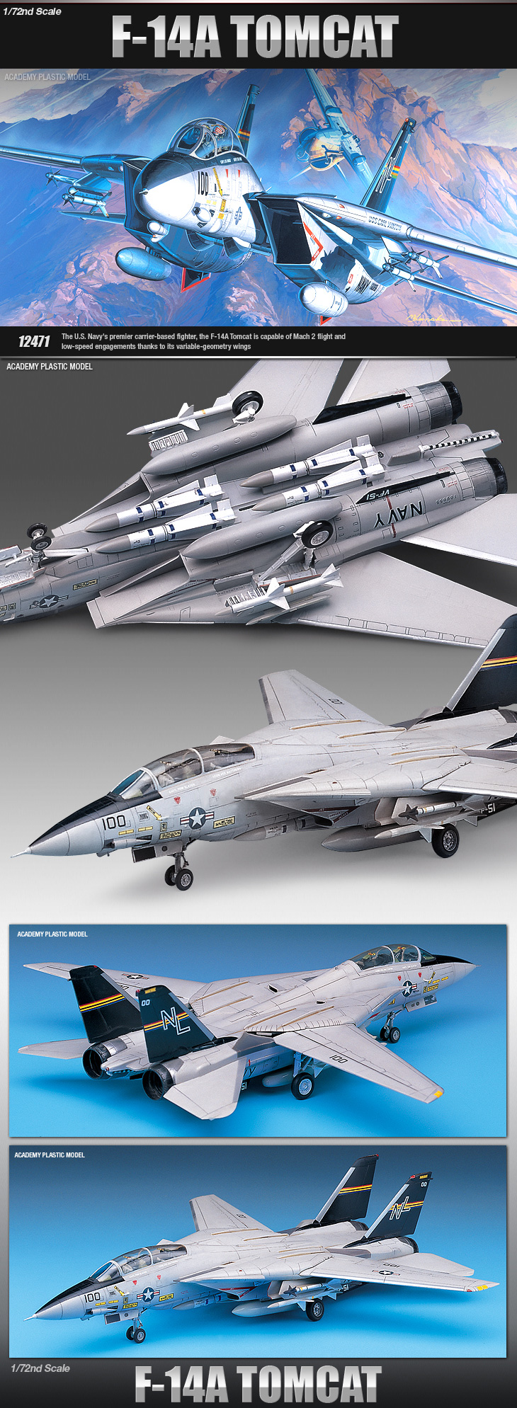เครื่องบินรบ F-14A Tomcat (1/72) ACADEMY (AC 12471)