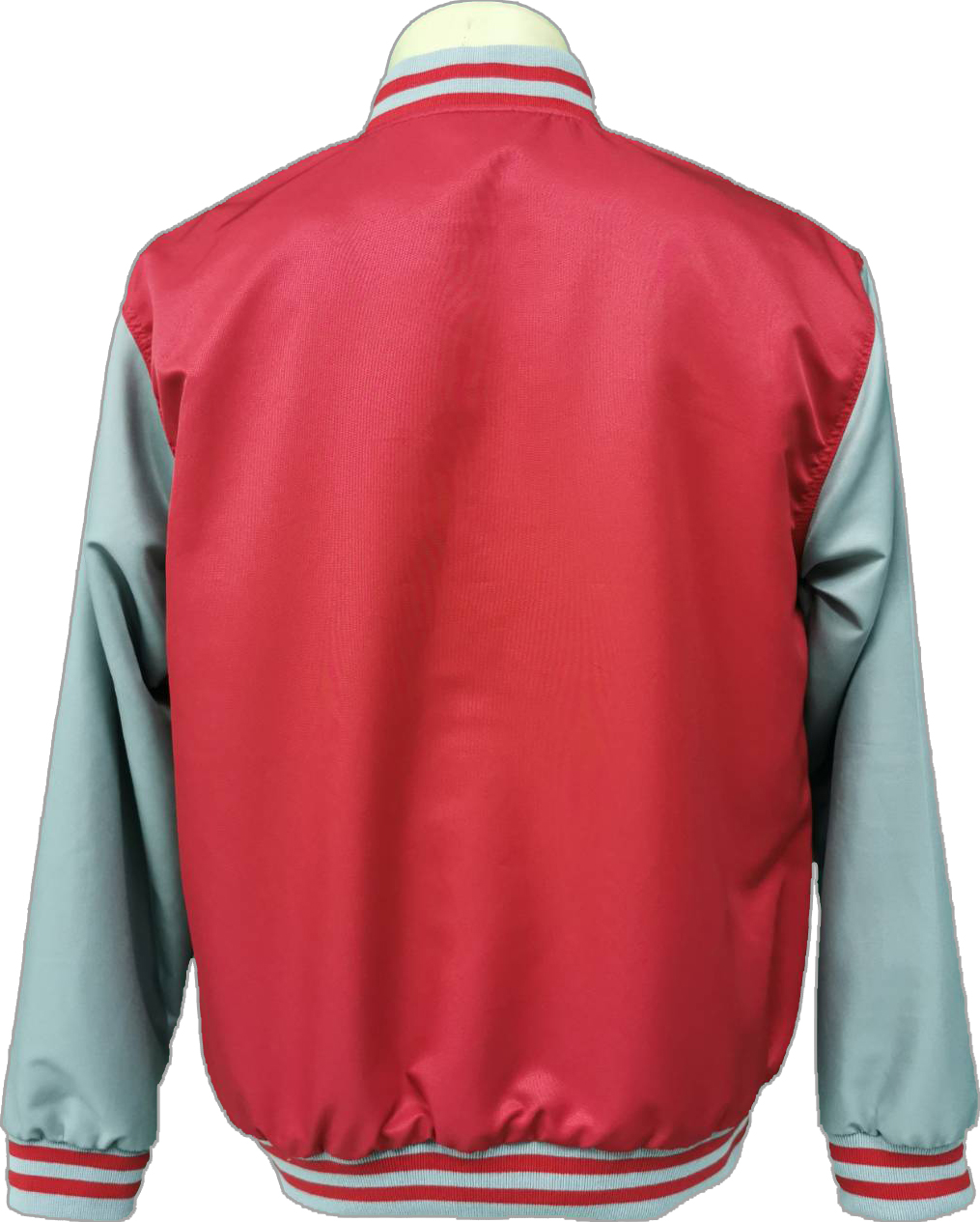 Baseball Jacket 6701 เสื้อแจ็คเก็ตเสื้อแจ็คเก็ตสีแดงแขนสีเทาสไตล์เบสบอล