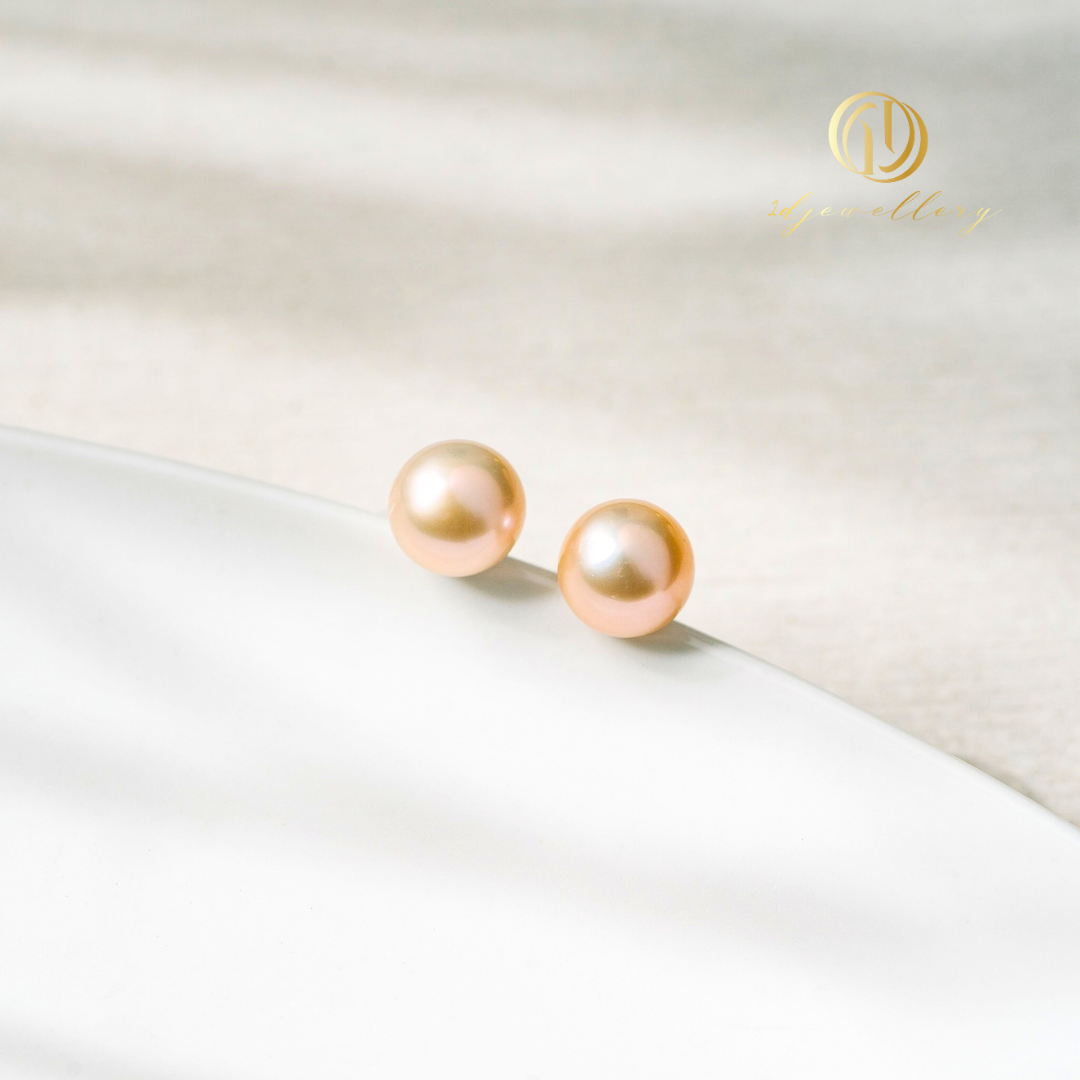 1D Jewellery ต่างหูเงินแท้ 925 ชุบโรเดียม 🌸 ต่างหู "Pink Pearl Elegance" – ความงามเหนือกาลเวลา ✨ ทรงกลาง
