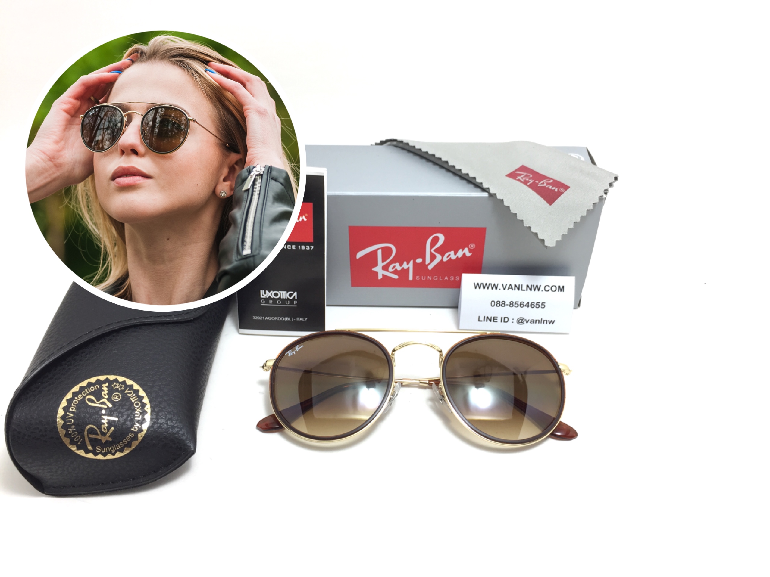 แว่นกันแดด Rayban RB 3647-N Round Double Bridge 001/51 51-22 145 2N <ชาเฟด>