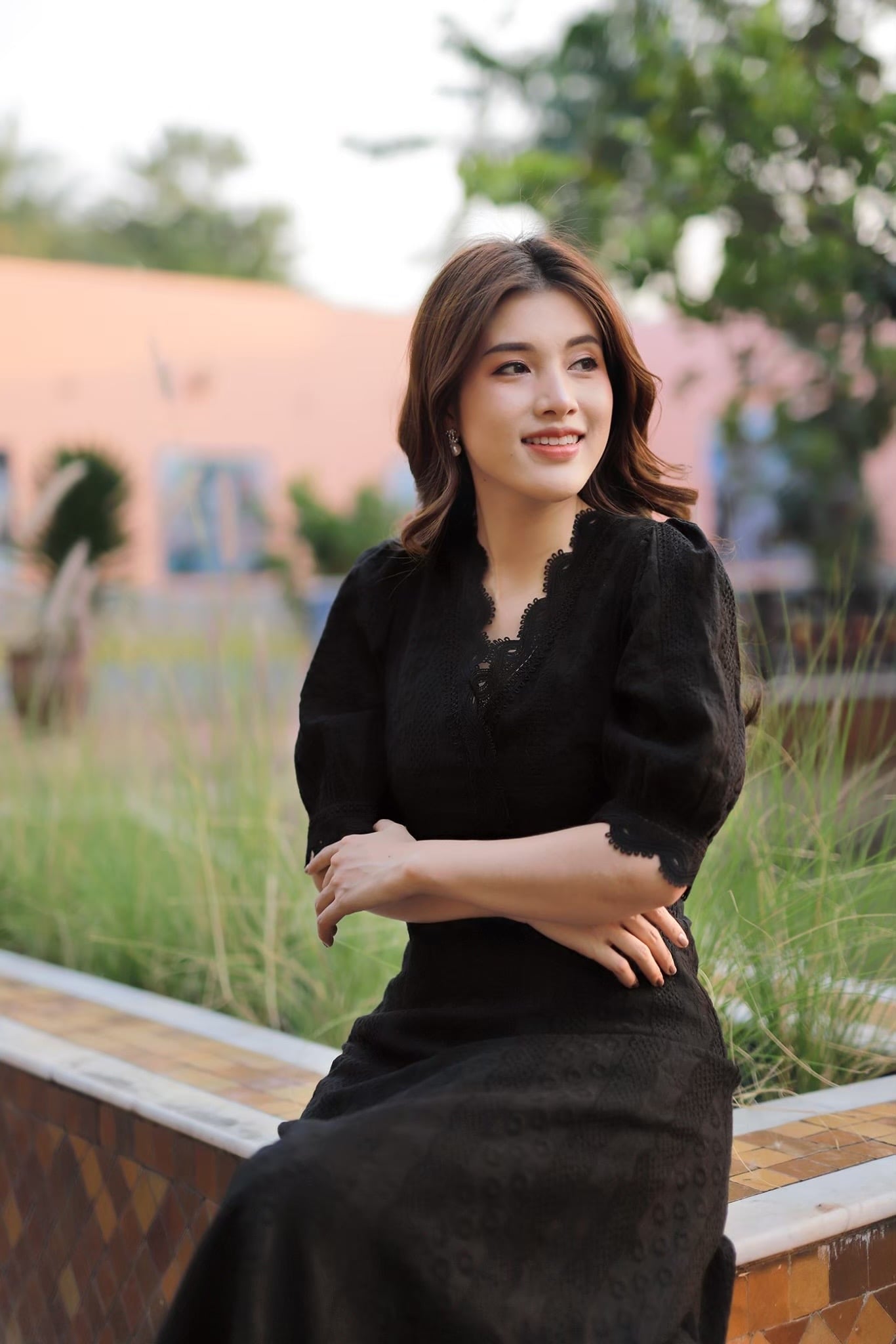 ชุดดำ maxi dressผ้าคอตต้อนฉลุ M-4xL