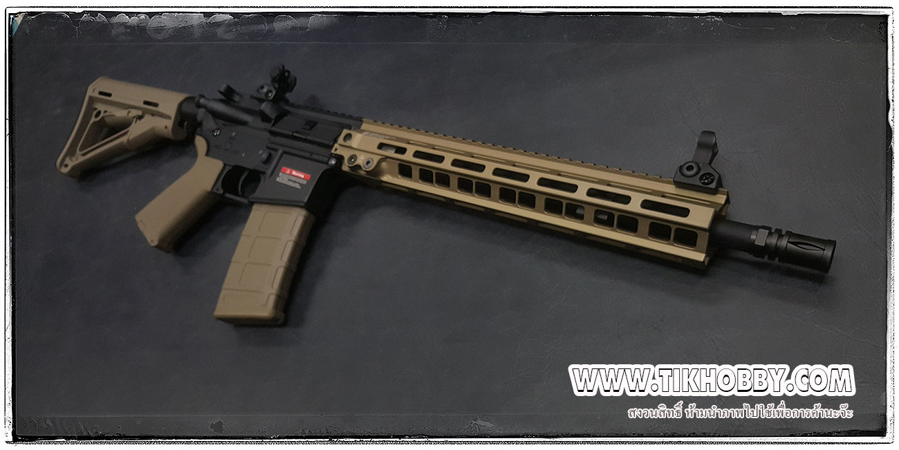 ปืนอัดลม ไฟฟ้า จาก E&C รุ่น 642 Gen4 MK8 รางยาว13นิ้ว สีทราย