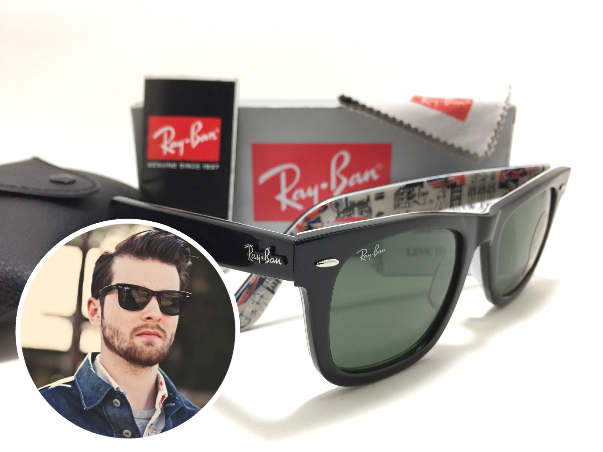 แว่นกันแดด Rayban RB2140 Wayfarer Rare Prints London <SPECIAL SERIES #8>