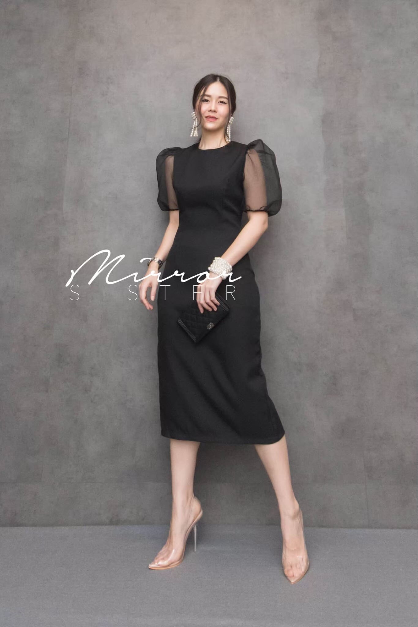 ชุดสีแดง เดรสทรงBasic แต่ใส่สวยสไตล์คุณหนู s-3xL (แดง เทา ดำ)
