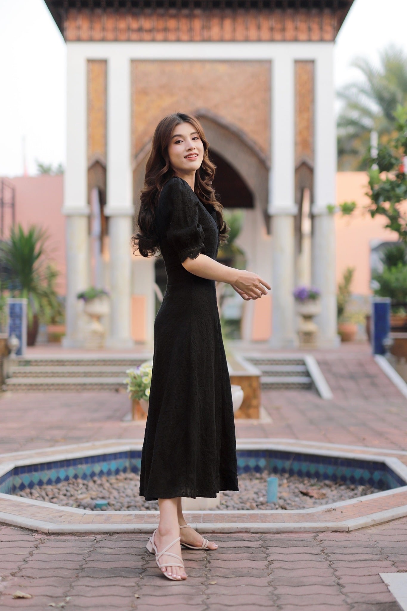 ชุดดำ maxi dressผ้าคอตต้อนฉลุ M-4xL