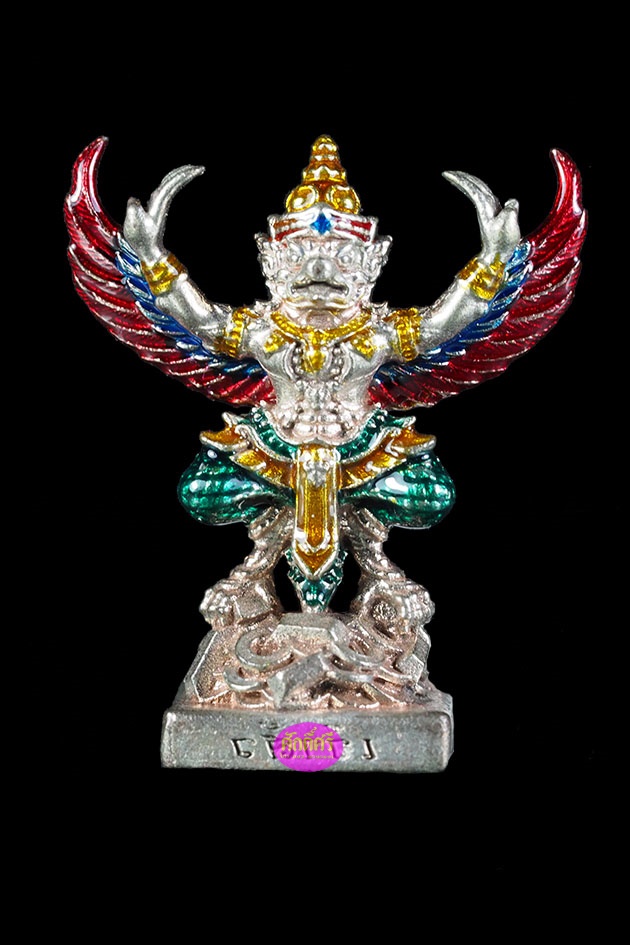 พญาครุฑ รุ่นมหาธนสารสมบัติ(เจ้าสัว) หลวงพ่อโปร่ง วัดถ้ำพรุตะเคียน จ.ชุมพร เนื้ออัลปาก้าลงยา
