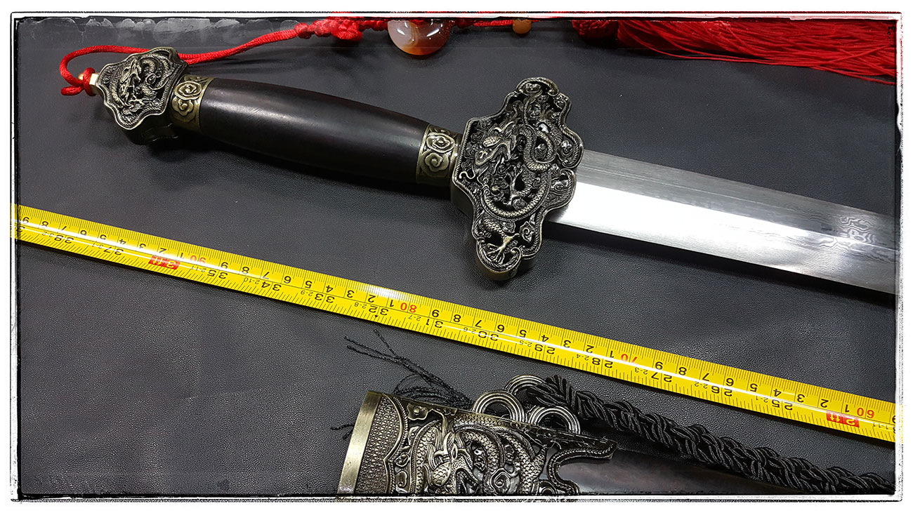 กระบี่มังกร เปิดคม #282 ด้ามลายมังกร ใบมีดลายดามาคัส เปิดคม