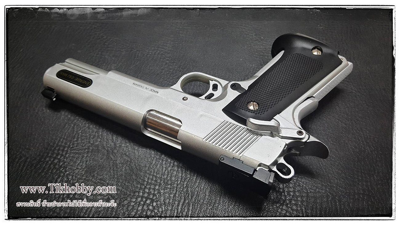 ปืนอัดลมแบบชักยิงทีล่ะนัด 1911Match สีเงิน KWC งานใต้หวัน (งานสวย สไลด์พลาสติก)