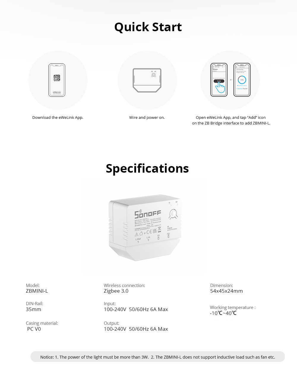 SONOFF ZBMINI-L1 No Neutral Wire Required