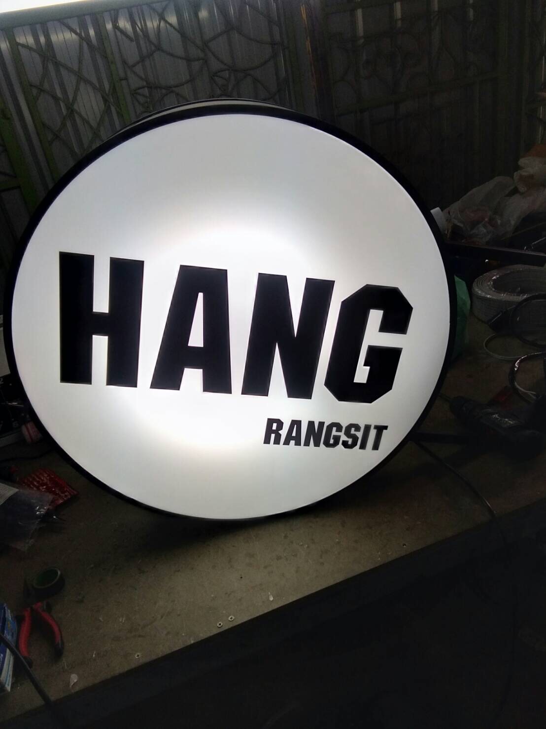 ป้ายกล่องไฟวงกลม led ไฟออกสองด้าน ขนาด60*60 cm #ป้ายรังสิต