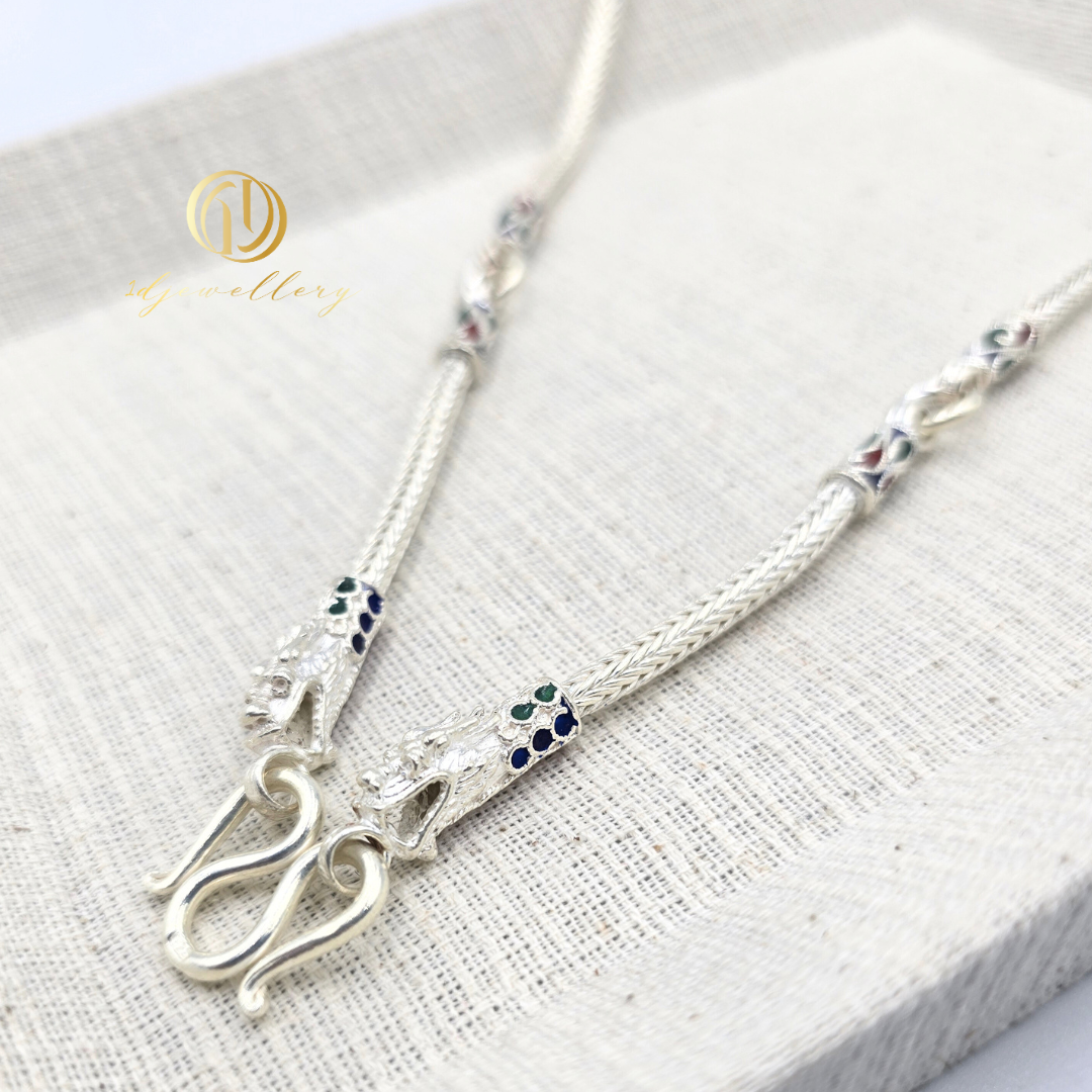 1D Jewellery สร้อยคอเงินแท้ 925 ชุบโรเดียม สีเงิน ชุบโรเดียม หัวมังกร 1 ข้อ
