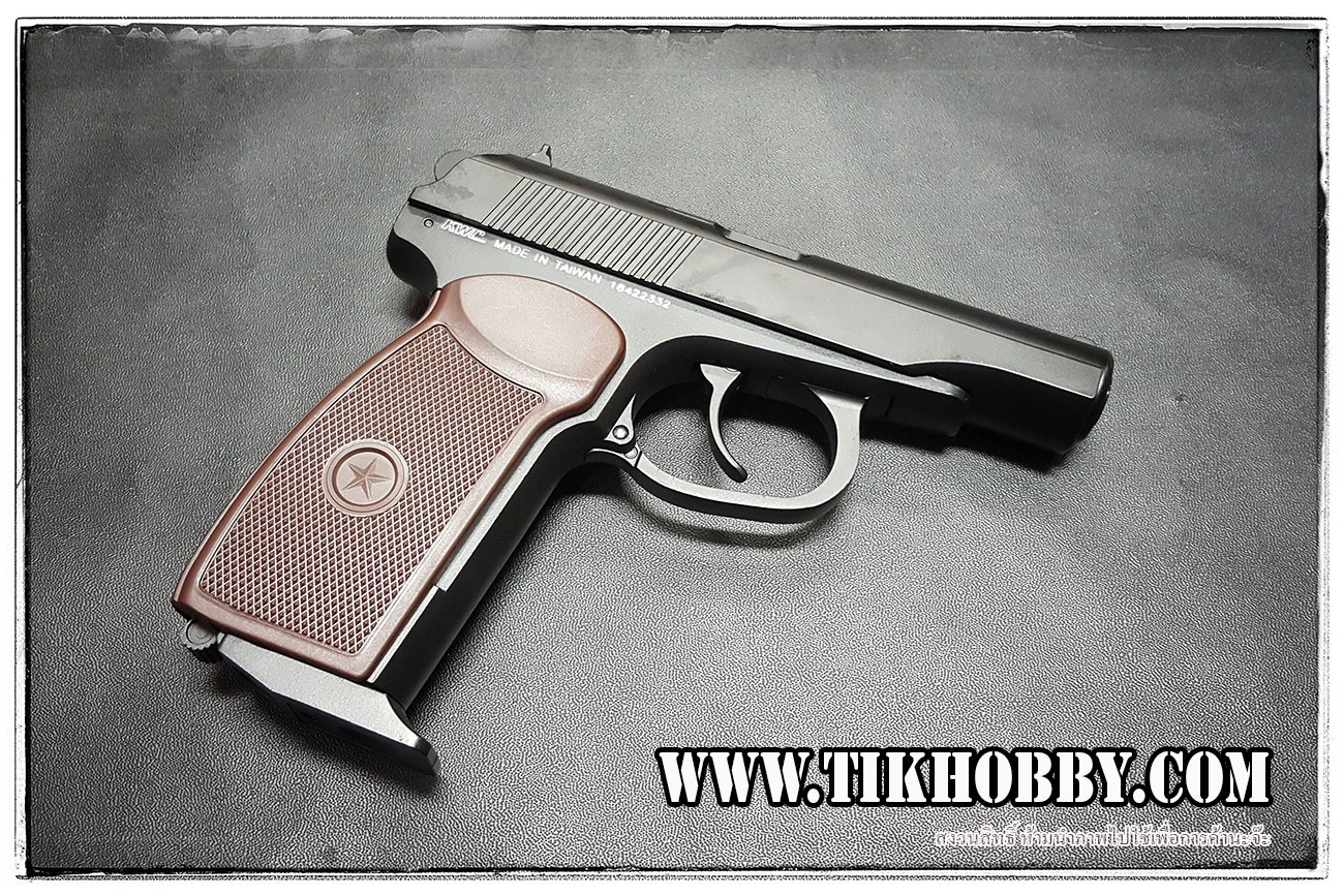 ปืนระบบแก๊สโบลว์แบ๊ค รุ่น Makarov สไลด์ดำระบบCo2 KWC