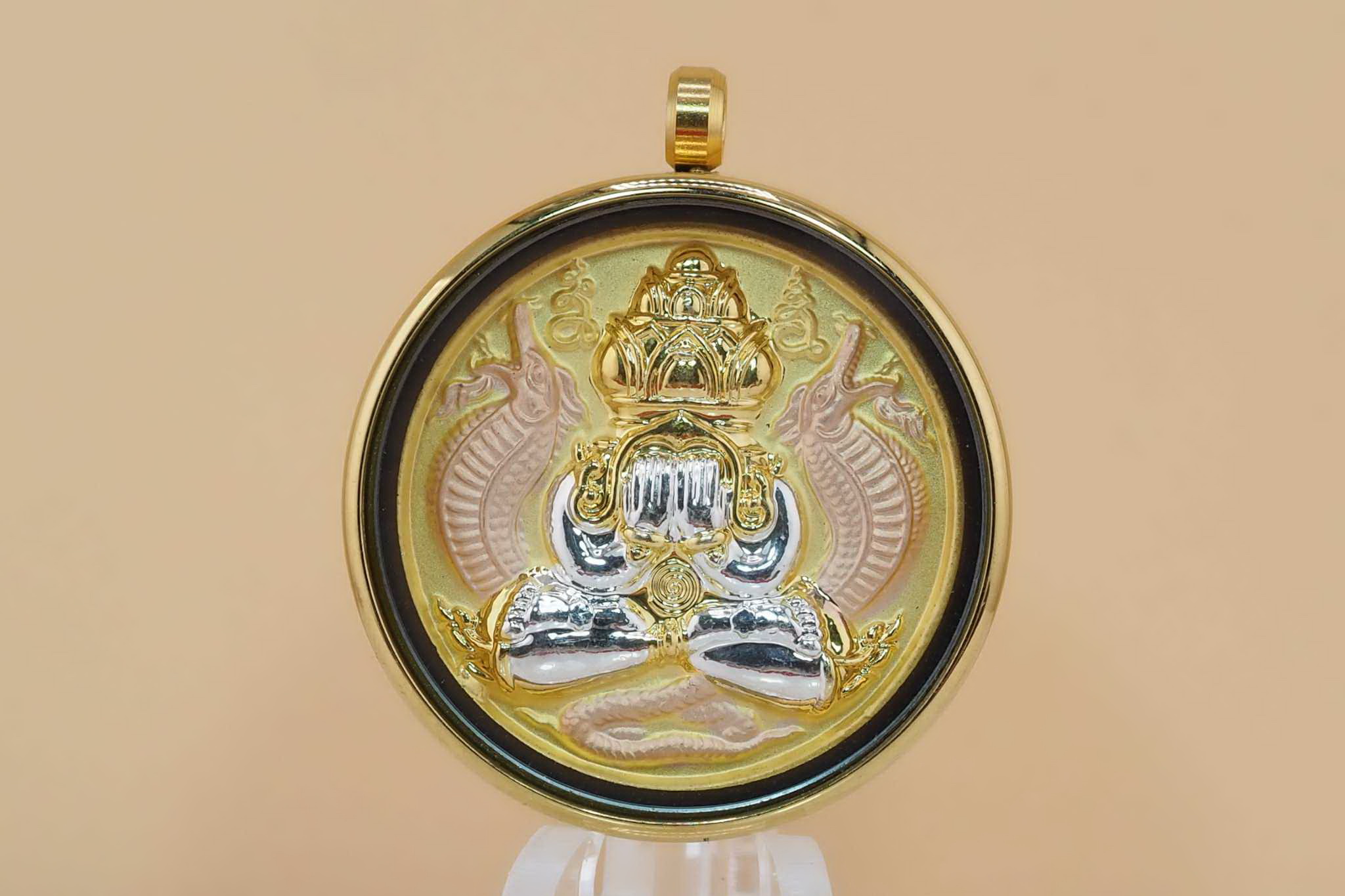 กรอบใส่เหรียญ กรอบสแตนเลสเลเซอร์ งานดี (ราคาเฉพาะกรอบ) ขนาด 4 ซม. ฝาปิดแบบเกลียว