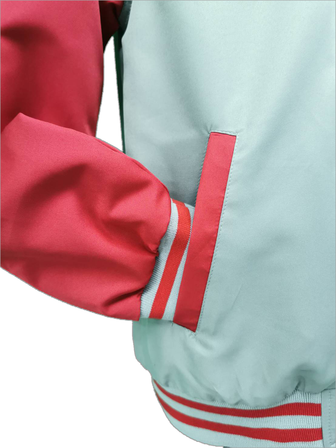 Baseball Jacket 6702 เสื้อแจ็คเก็ตเสื้อแจ็คเก็ตสีเทาแขนสีแดงสไตล์เบสบอล