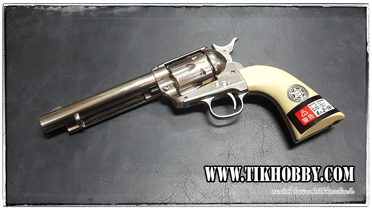 ปืนลูกโม่คาวบอย Colt SAA สีเงิน ระบบ Co2