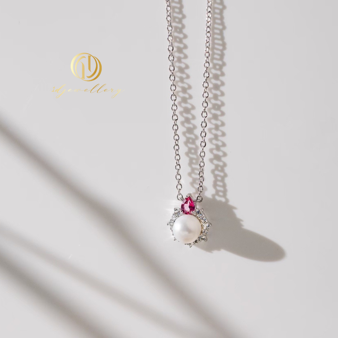 1D Jewellery สร้อยคอ เงินแท้ 925 ชุบโรเดียม ฝังเพชรสวิส(CZ) ✨💞 Pink Perfection Necklace 💞✨