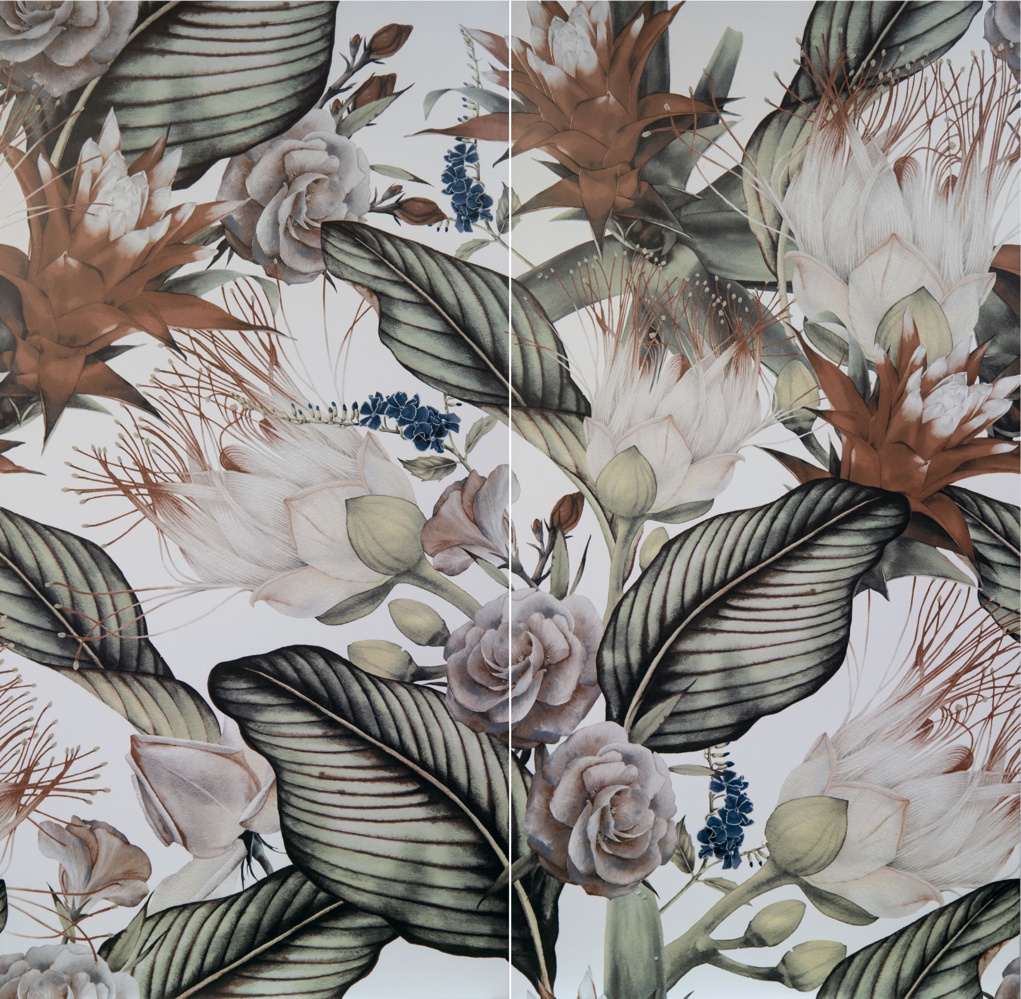 กระเบื้องภาพชุดลายดอกไม้ใบไม้ 60x120cm ทรอปิคอลดรีม4-A (TROPICAL DREAM4-A)