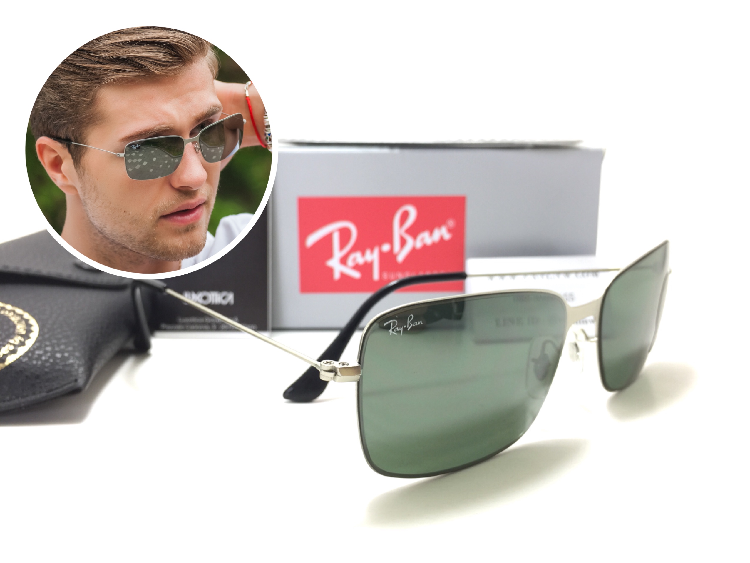 แว่นกันแดด Rayban RB3514 Flat Metal 154/6G 58-15 2N <เงิน>