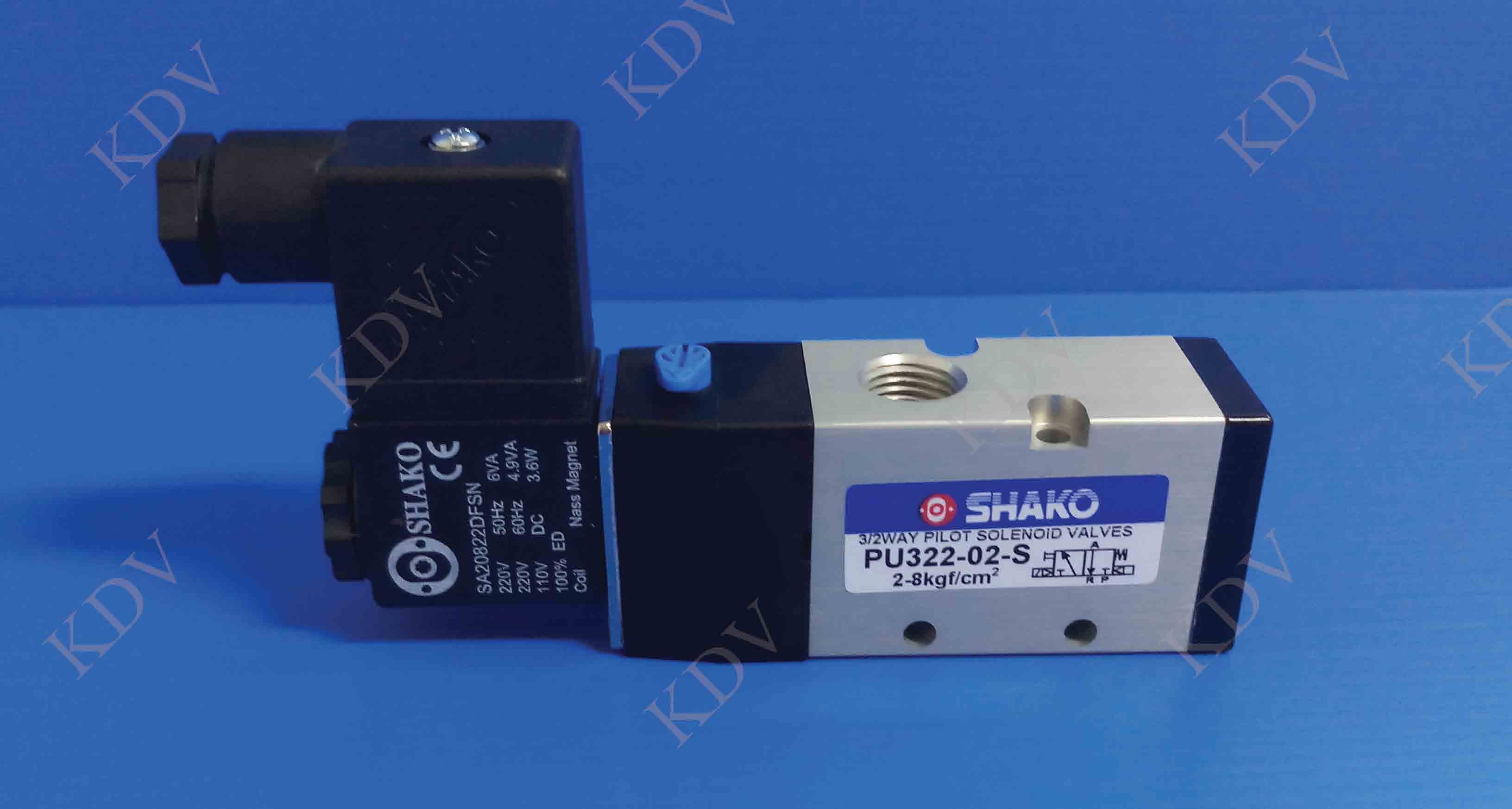 โซลินอยด์วาล์ว 3/2 ขนาดกลาง 24VDC คอยล์ 1 ข้าง SOLENOID VALVE PU322 Medium size, large flow rate 3/2 Single Coli