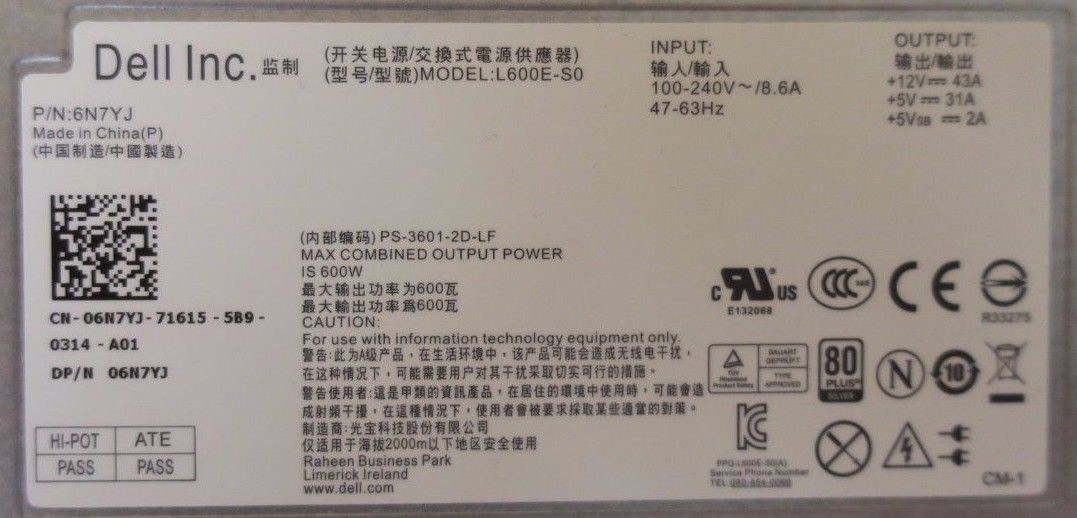 Power Supply Dell Server MD3820i MD1200 อะไหล่ ใหม่ แท้ รับประกันศูนย์ Dell Thailand ราคา พิเศษ