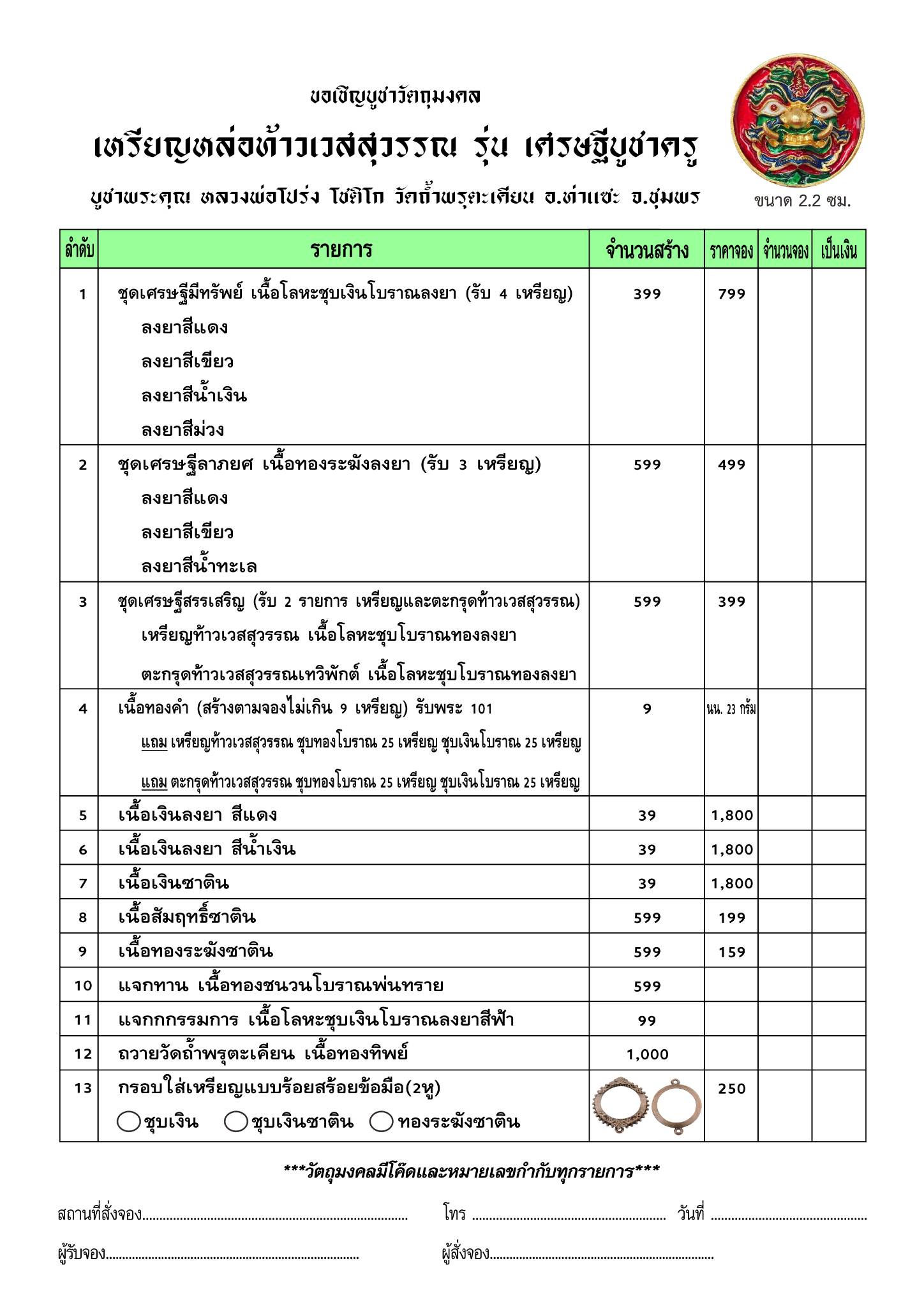 เปิดจอง เหรียญหล่อท้าเวสสุวรรณ รุ่น เศรษฐีบูชาครู หลวงพ่อโปร่ง โชติโก วัดถ้ำพรุตะเคียน จ.ชุมพร