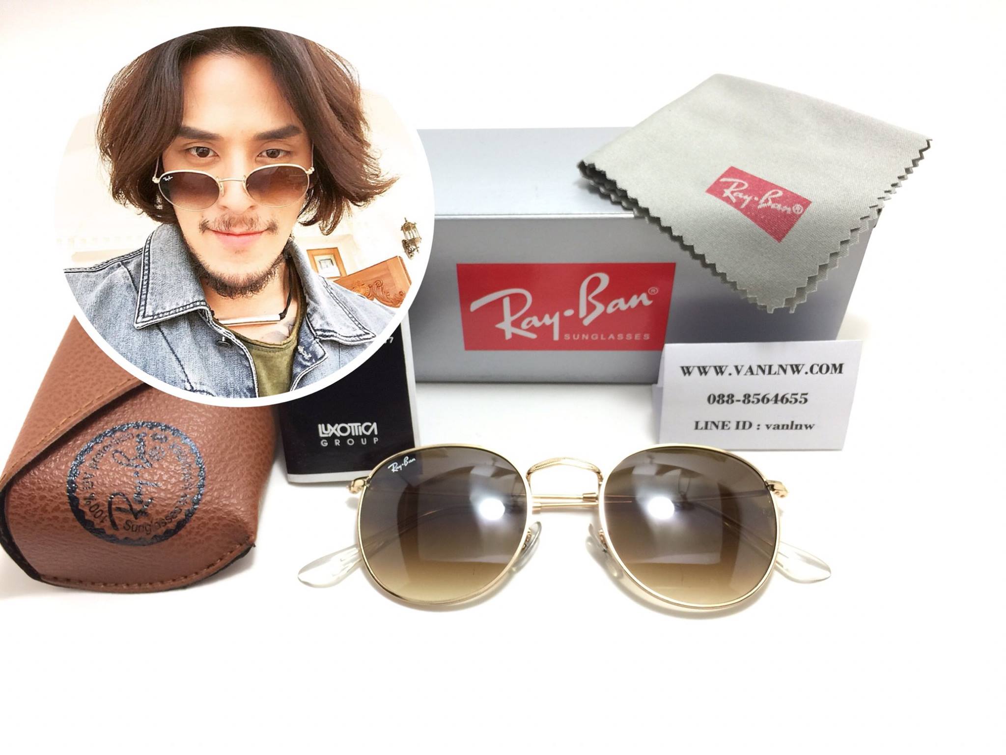 แว่นกันแดด Rayban RB 3447 ROUND METAL 112/32 50-21 2N <ชาเฟด>