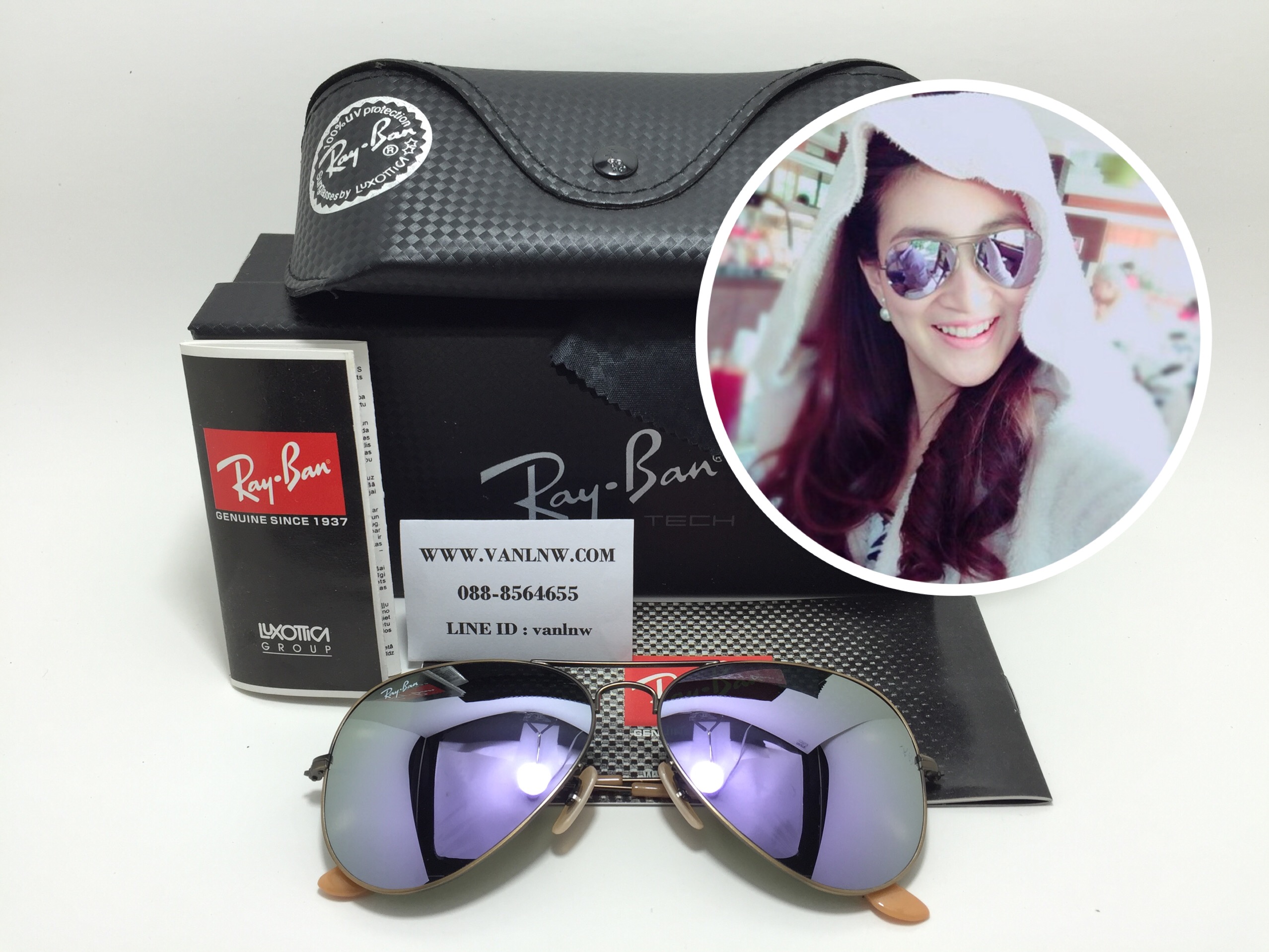 แว่นกันแดด Rayban RB 3025 AVIATOR LARGE METAL 167/4K 58-14 3N <ปรอทม่วง>