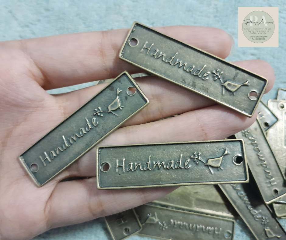 ป้าย Handmade สี่เหลี่ยมใหญ่ ขนาด 14*48 มิล จำนวน 20 ชิ้น