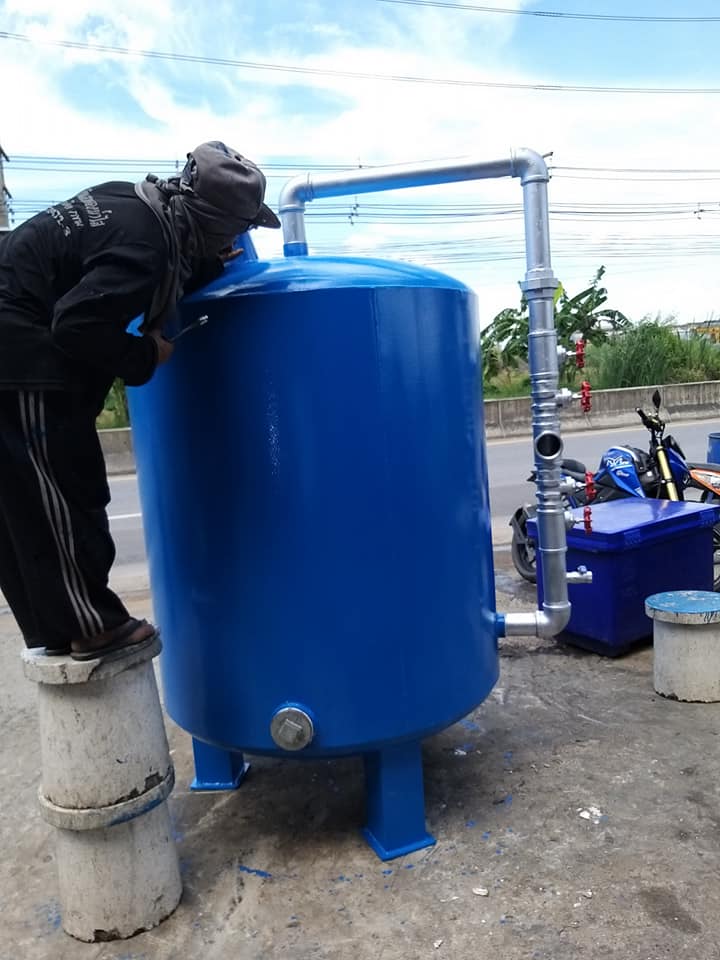 ถังกรองเหล็กขนาด24นิ้ว (60cm. x 150cm. x 4.5 mm.)สำหรับกรองน้ำดาดาล