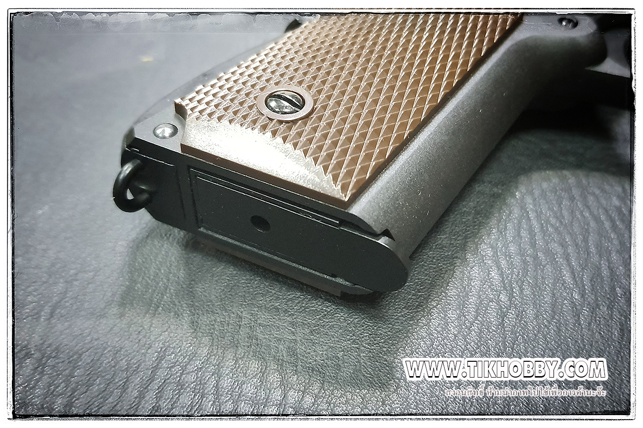 ปืนระบบแก๊สทั่วไป รุ่น 1911สีดำ มาร์คกิ้งร่องลึก สวยงามมากจาก CyberGun