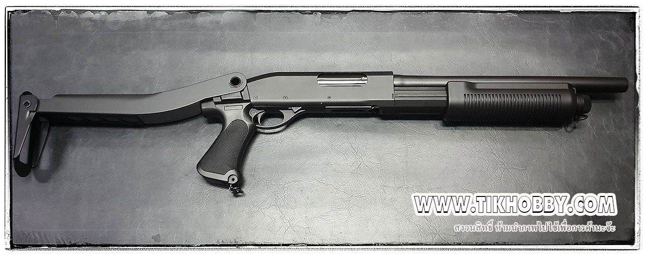ปืนลูกซองชักสปริง CM352 ลำกล้องสั้น สีดำ รุ่นประหยัด แถมปลอก1นัด