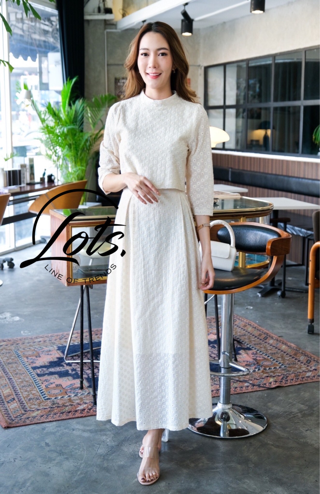 ชุดสีครีม ชุดset 2 ชิ้นสีครีม S-2xl