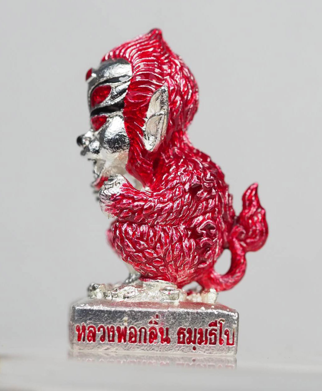 เทพอินทร์แปลงสี่หูห้าตา รุ่นเศรษฐีนำโชค เนื้อโลหะชุบเงินลงยาสีแดง
