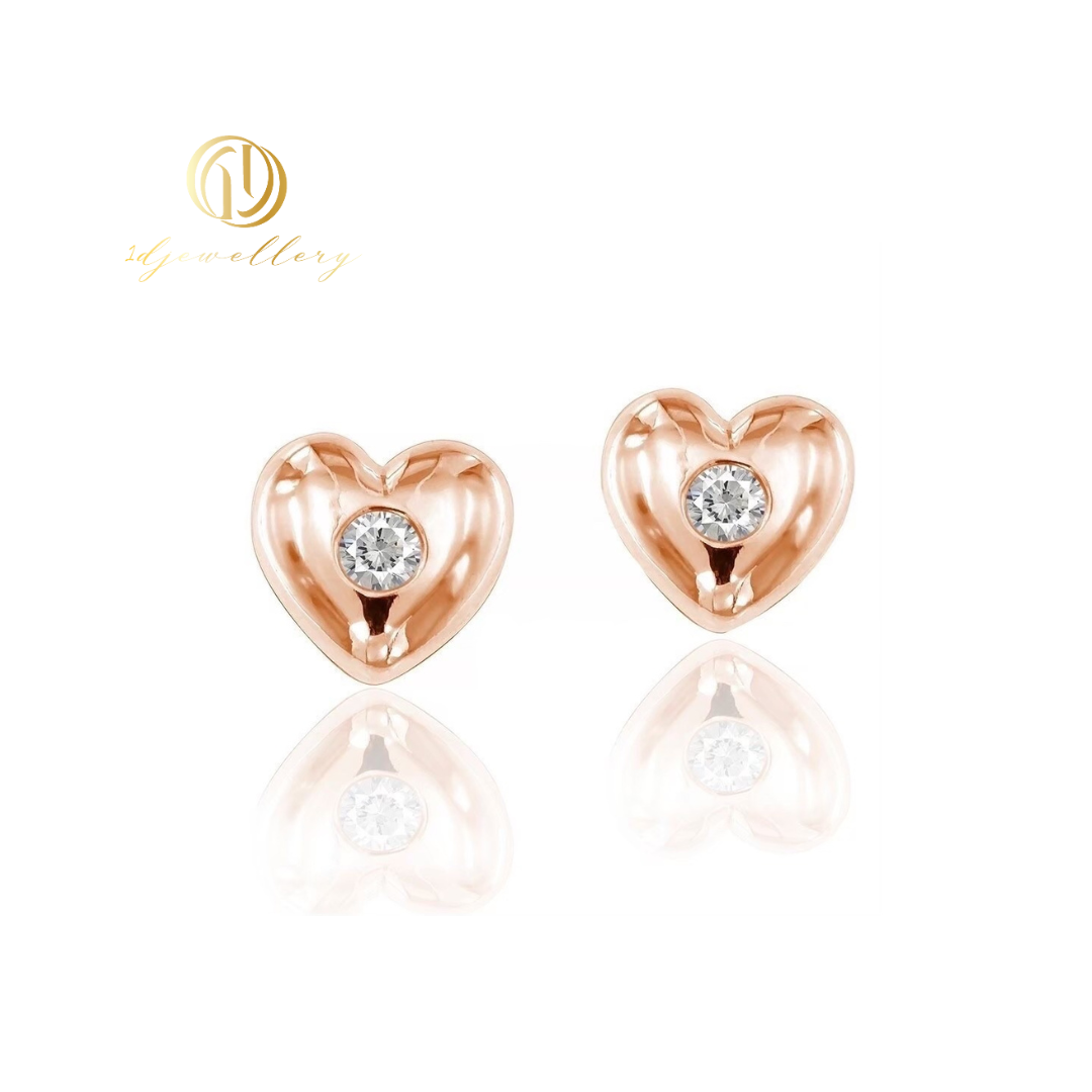 1D Jewellery ต่างหูเงินแท้ 925 ชุบโรเดียม 💗 ต่างหู Rose Heart Sparkle – สัญลักษณ์แห่งความรักและเสน่ห์ที่อ่อนหวาน ✨