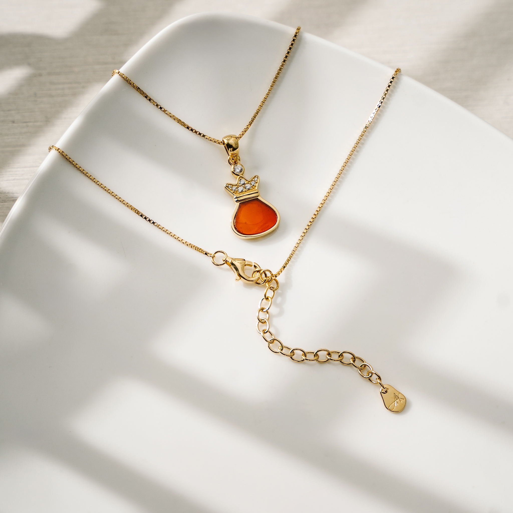 1D Jewellery สร้อยคอ เงินแท้ 925 ชุบโรเดียม🔺สร้อยคอถุงเงินถุงทองพลอย Carnelian 🔻 พลอยแห่งความกล้าหาญและโชคลาภ เติมพลังบวก เสริมความมั่นใจ และดึงดูดความมั่งคั่ง