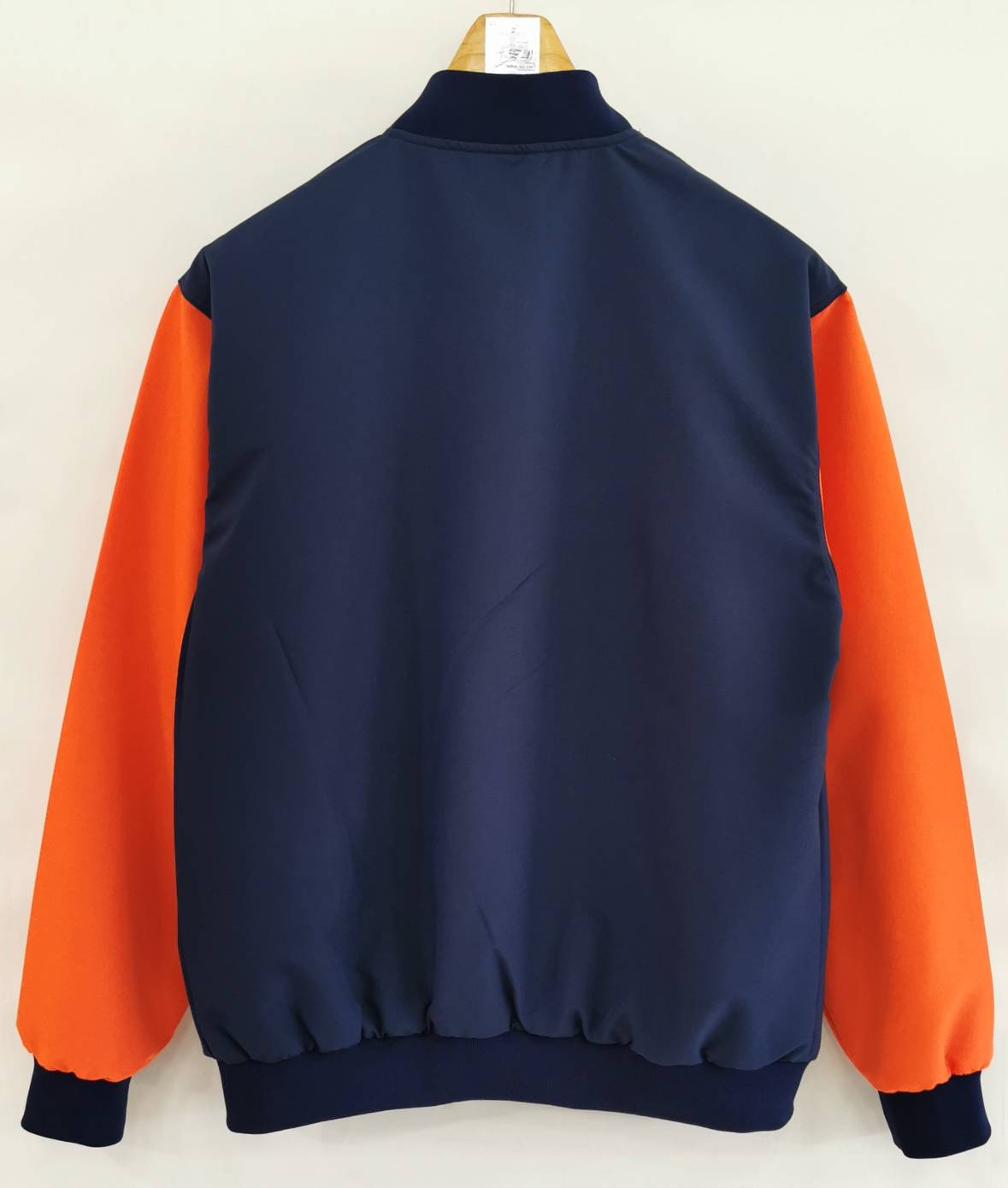 Baseball Jacket 6401 เสื้อแจ็คเก็ตสีกรมท่าแขนสีส้มสไตล์เบสบอล