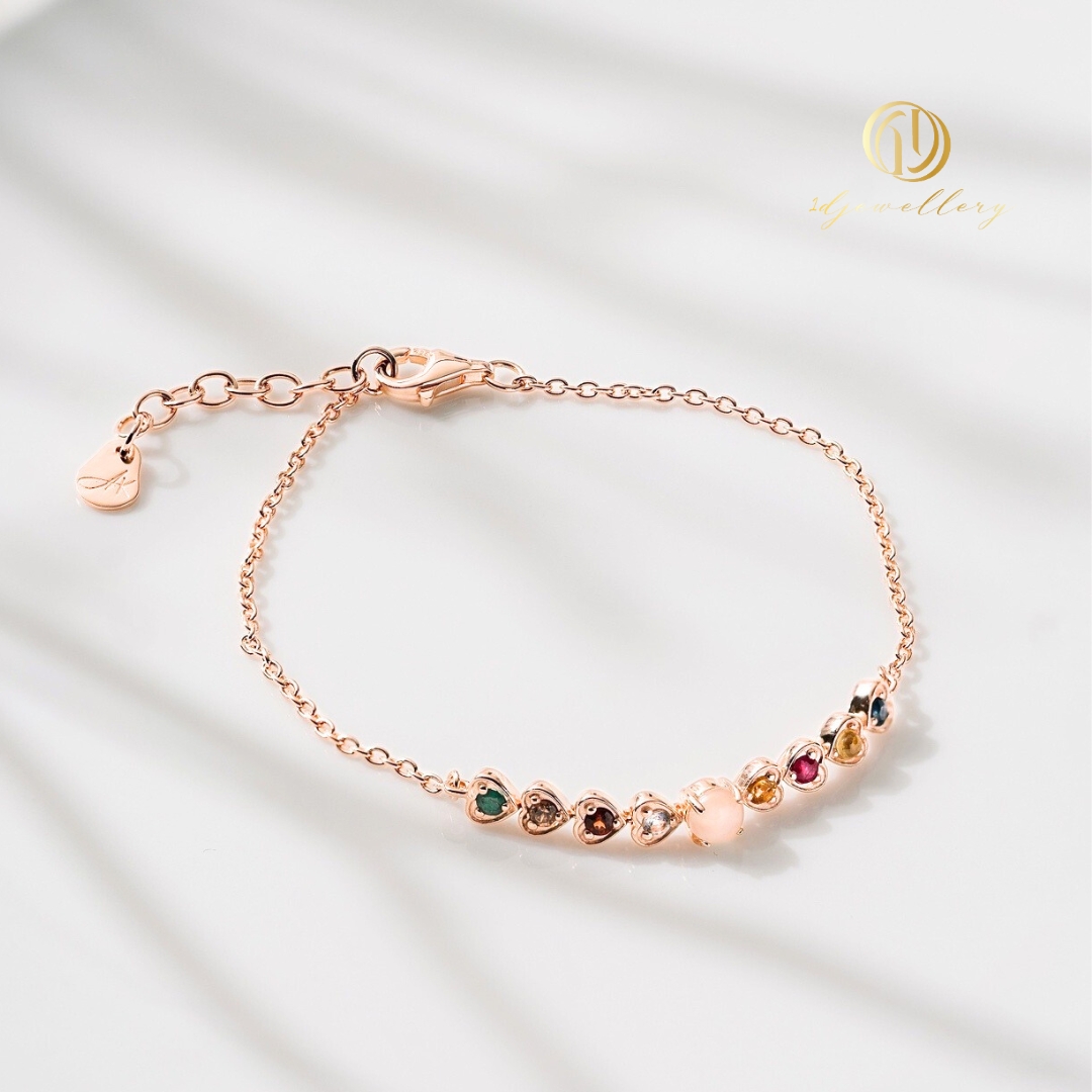 สายมูต้องมี! [ราคาพิเศษทุกวง!] 1D Jewellery สร้อยข้อมือเงินแท้ 925 ชุบโรเดียม แหวนนพเก้า (Nine Lucky Gems) วงเดียวจบเสริมครบทุกด้าน เฮงๆ รวยๆ ดีไซน์สวย ทันสมัย
